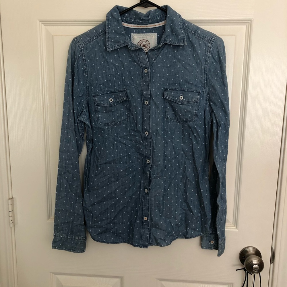 SO jean looking polka dot top